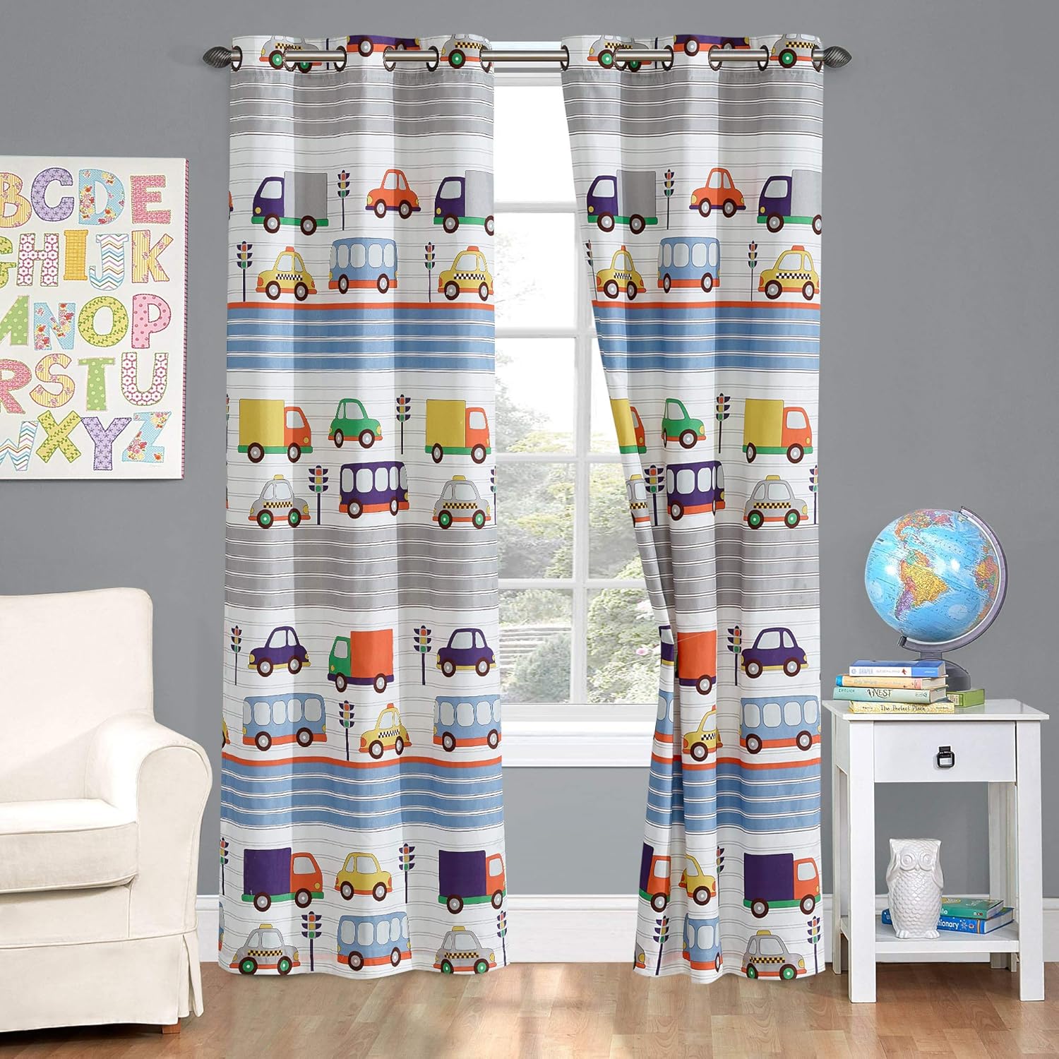 Kids Zone Home Linen Panel Curtain Set with Grommet