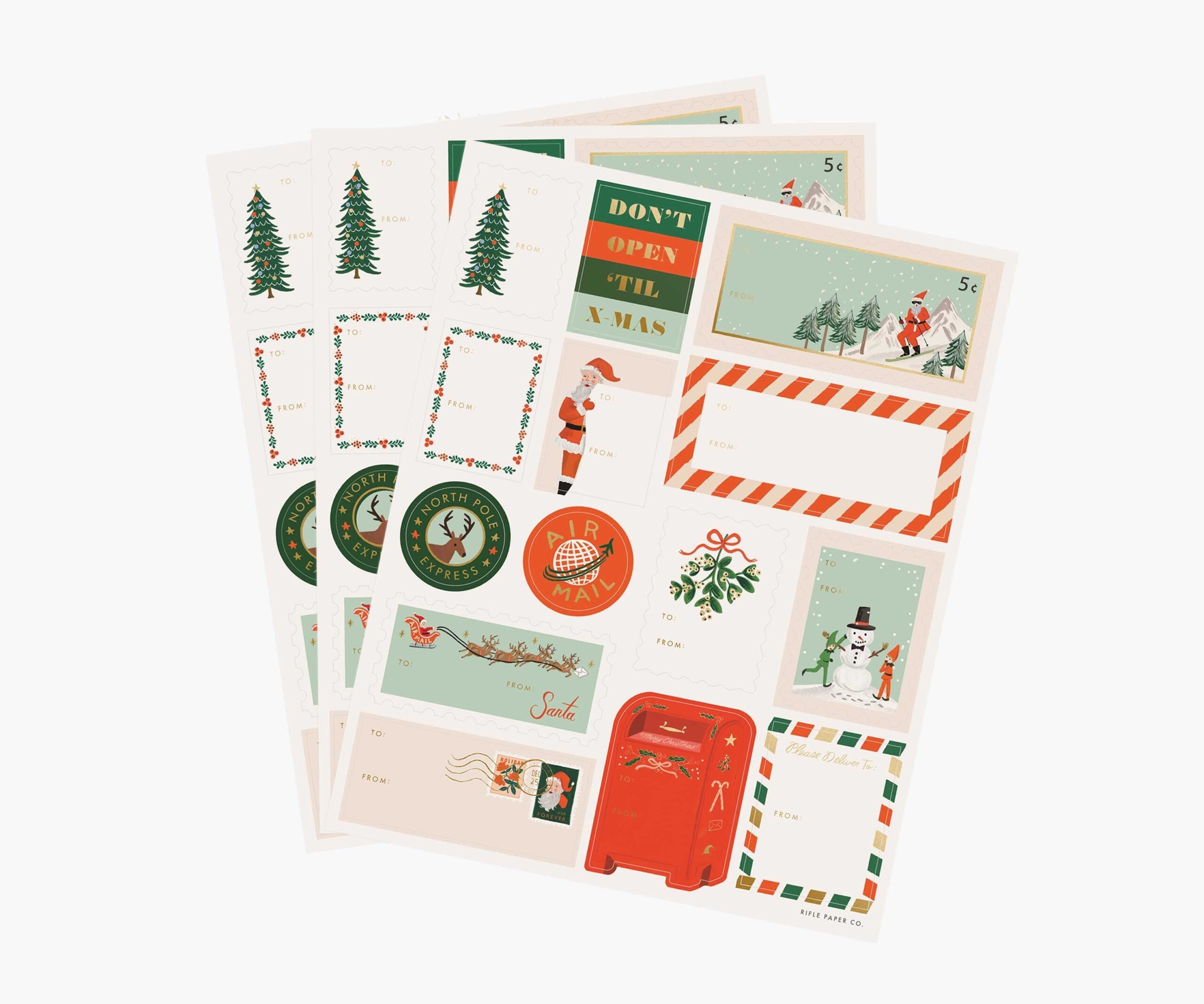 Rifle Paper Co. Holiday Gift Stickers Santa's Workshop