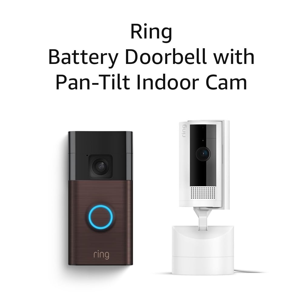 All new Ring Battery Doorbell with Ring Pan Tilt Indoor Cam