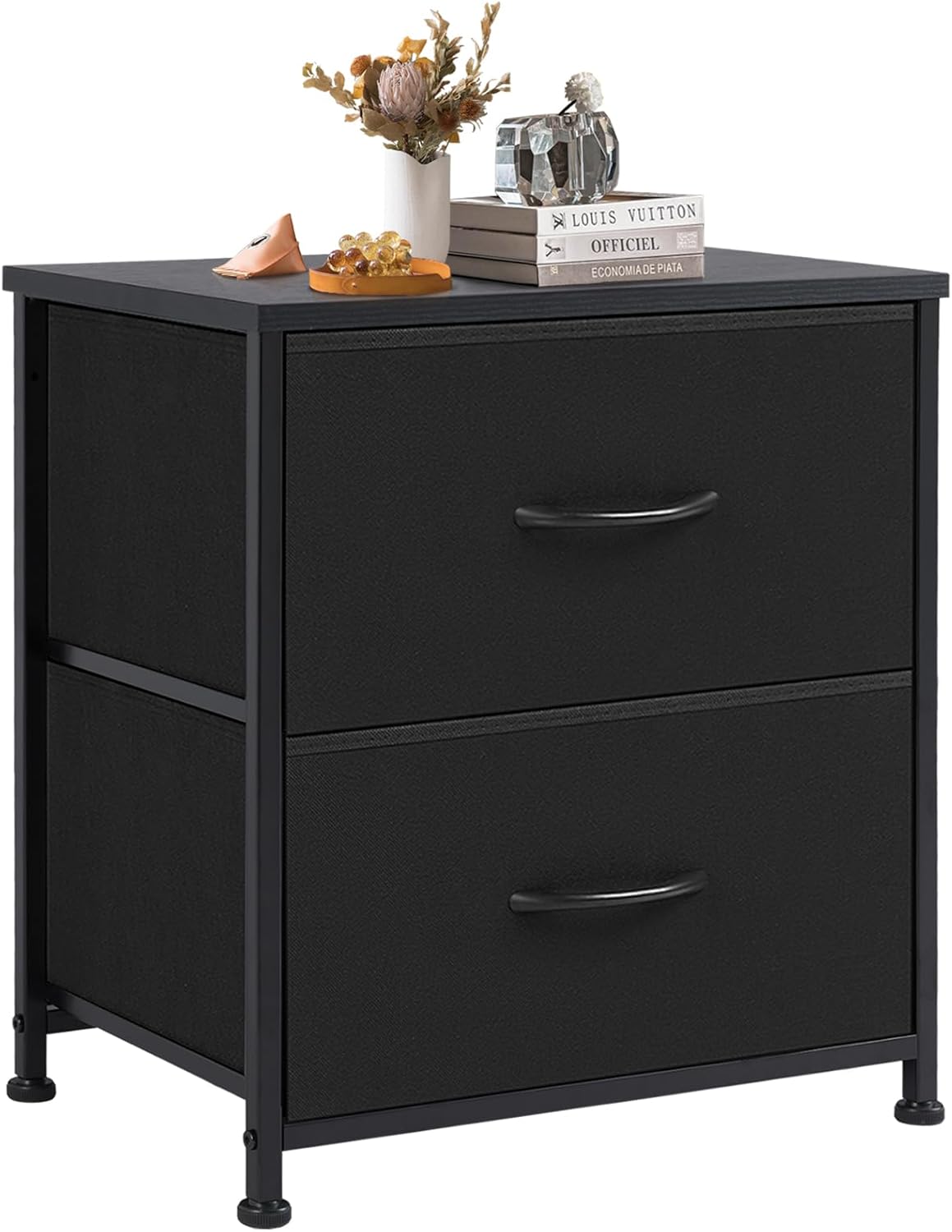 DUMOS Nightstand Small Dresser with Fabric Drawers Side Ta