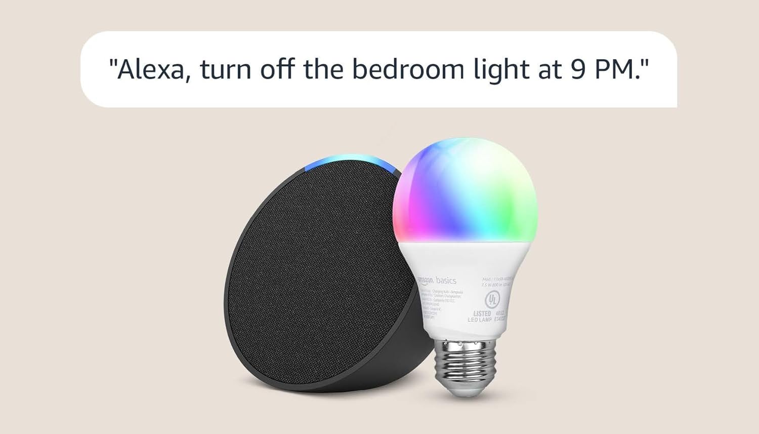 Echo Pop with Amazon Basics Smart Color Bulb