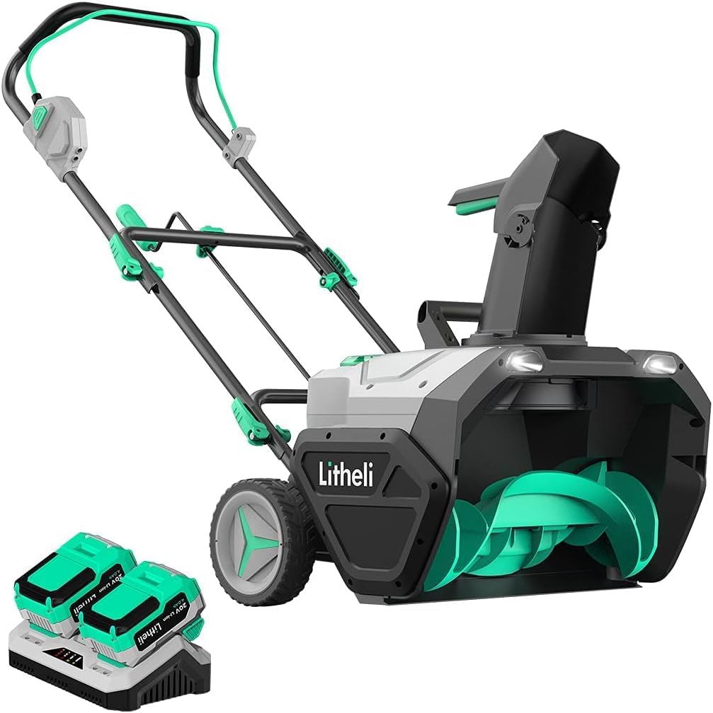 Litheli '' Cordless Snow Blower, xV Single Stage Batter