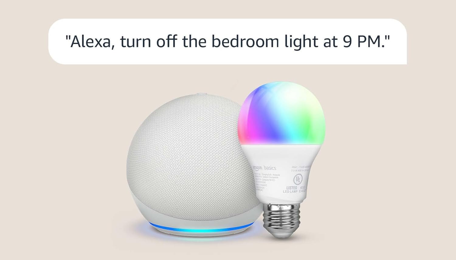 Echo Dot with Amazon Basics Smart Color Bulb