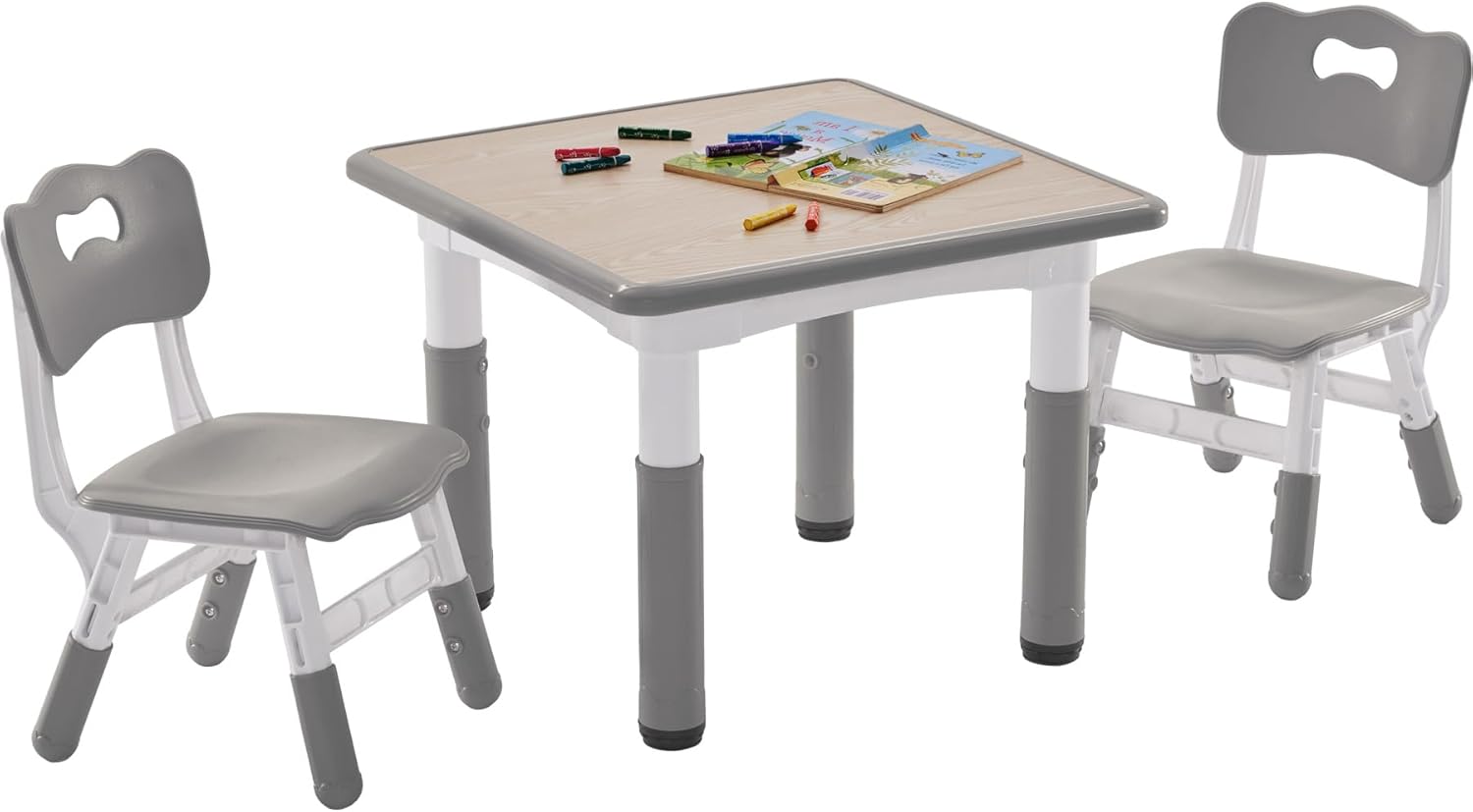 Kids Table and Chairs Set, Height Adjustable Toddler Table