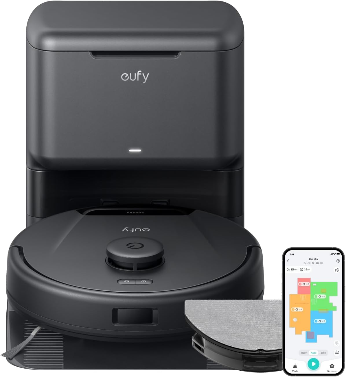 eufy L Hybrid Robot Vacuum with Self Empty Station, Hair