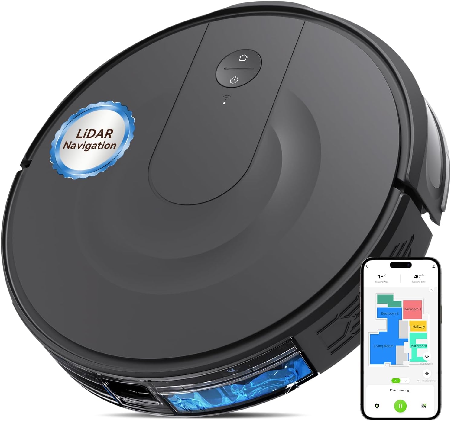 Robot Vacuum and Mop Combo, LiDAR Navigation, Ultra Slim Des