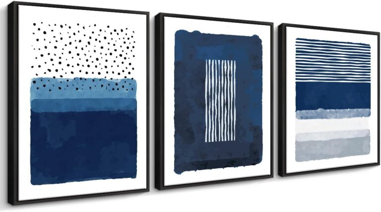 Creoate Framed Wall Art, Pieces Abstract Blue and White