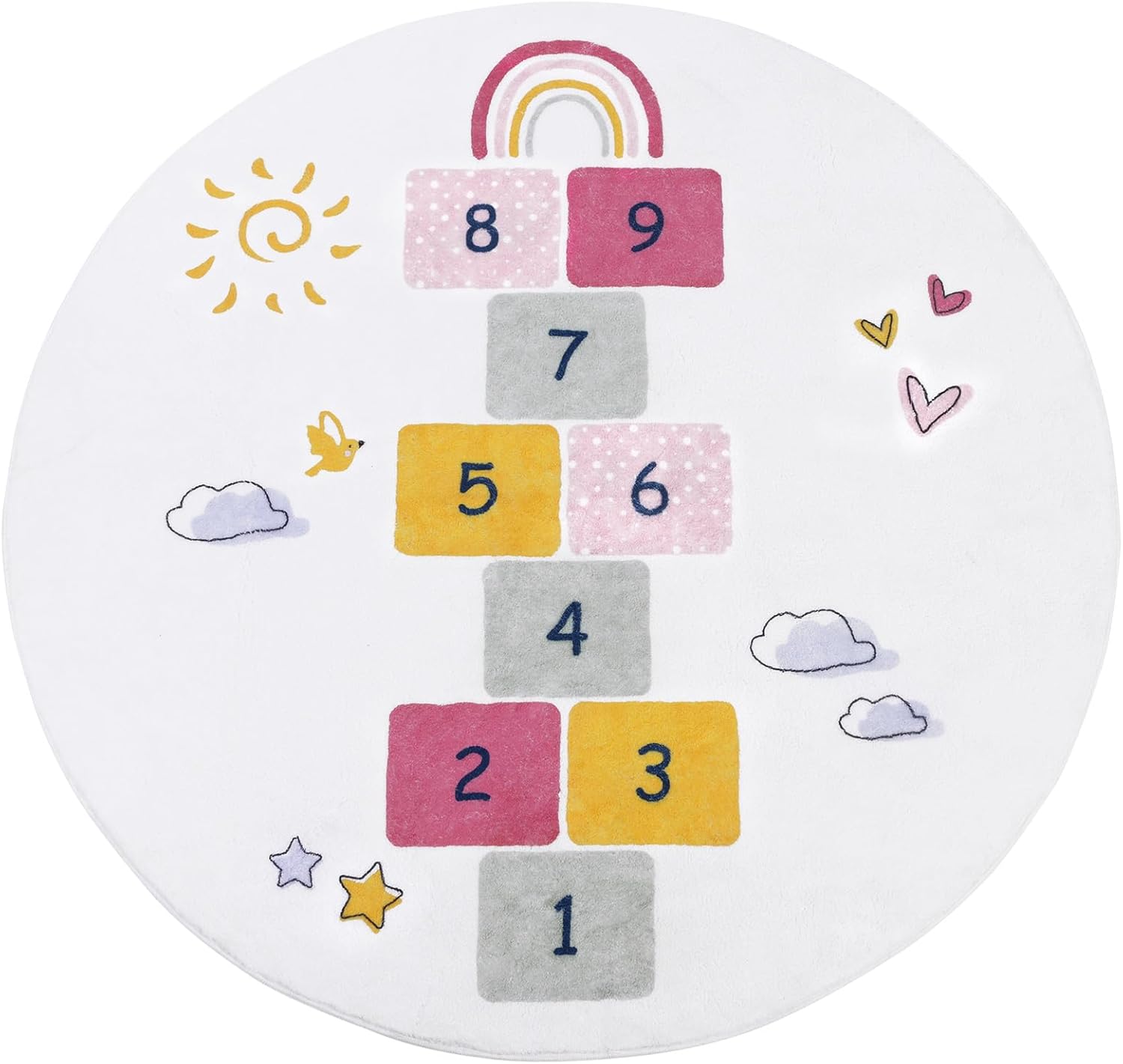 HiiARug Hopscotch Kids Rug Round Ft Fun and Educational Pla