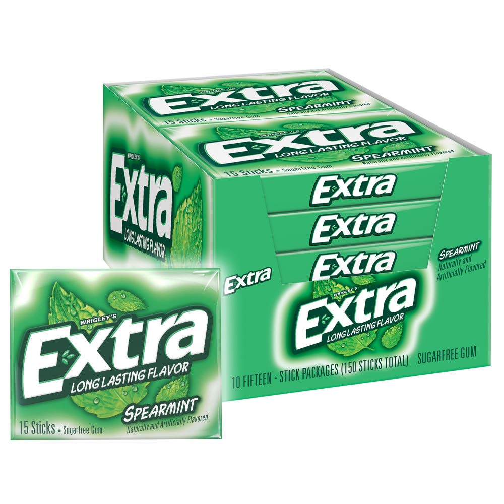 EXTRA Spearmint Sugarfree Chewing Gum, Pieces (Pack of