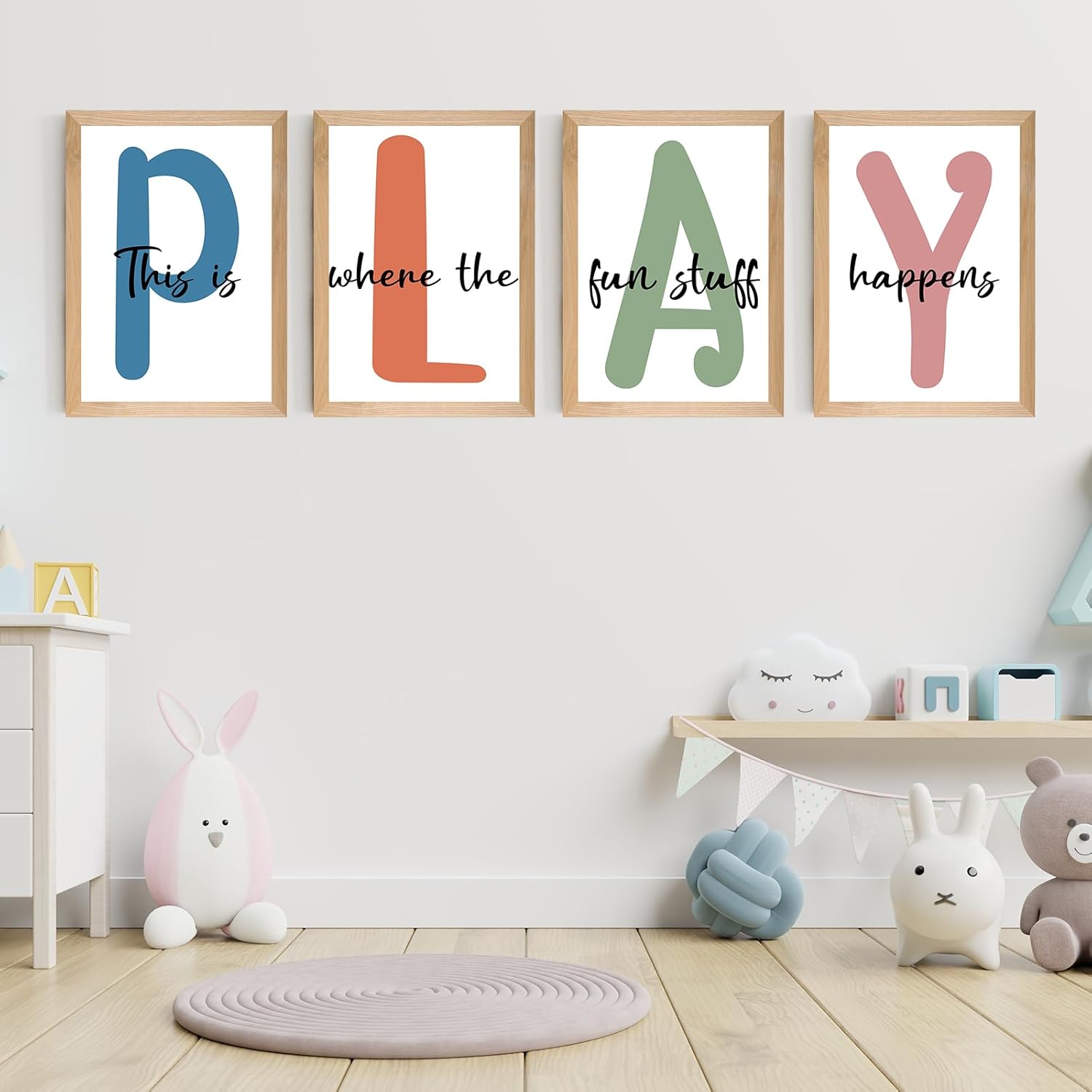 Set of Framed Kids Playroom Wall Art Prints Decor