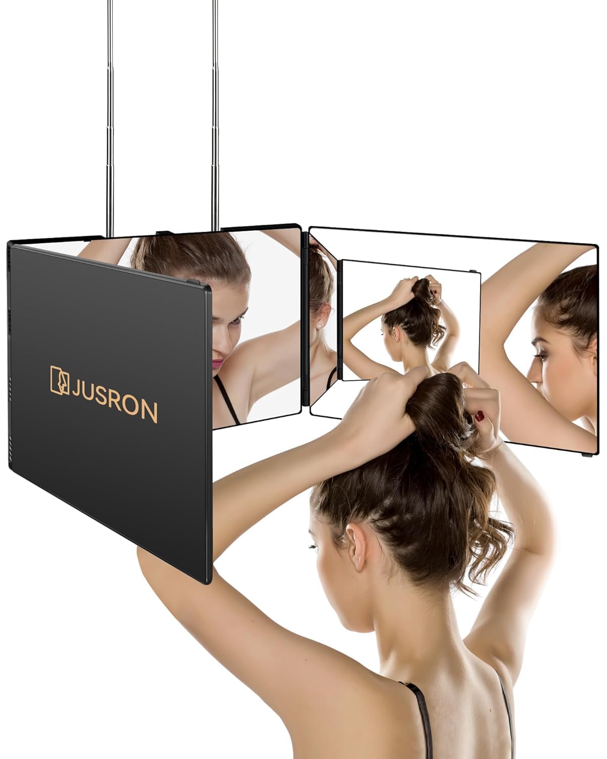 JUSRON Viewing Angle Self Hair Cutting Mirror, Clear Ant