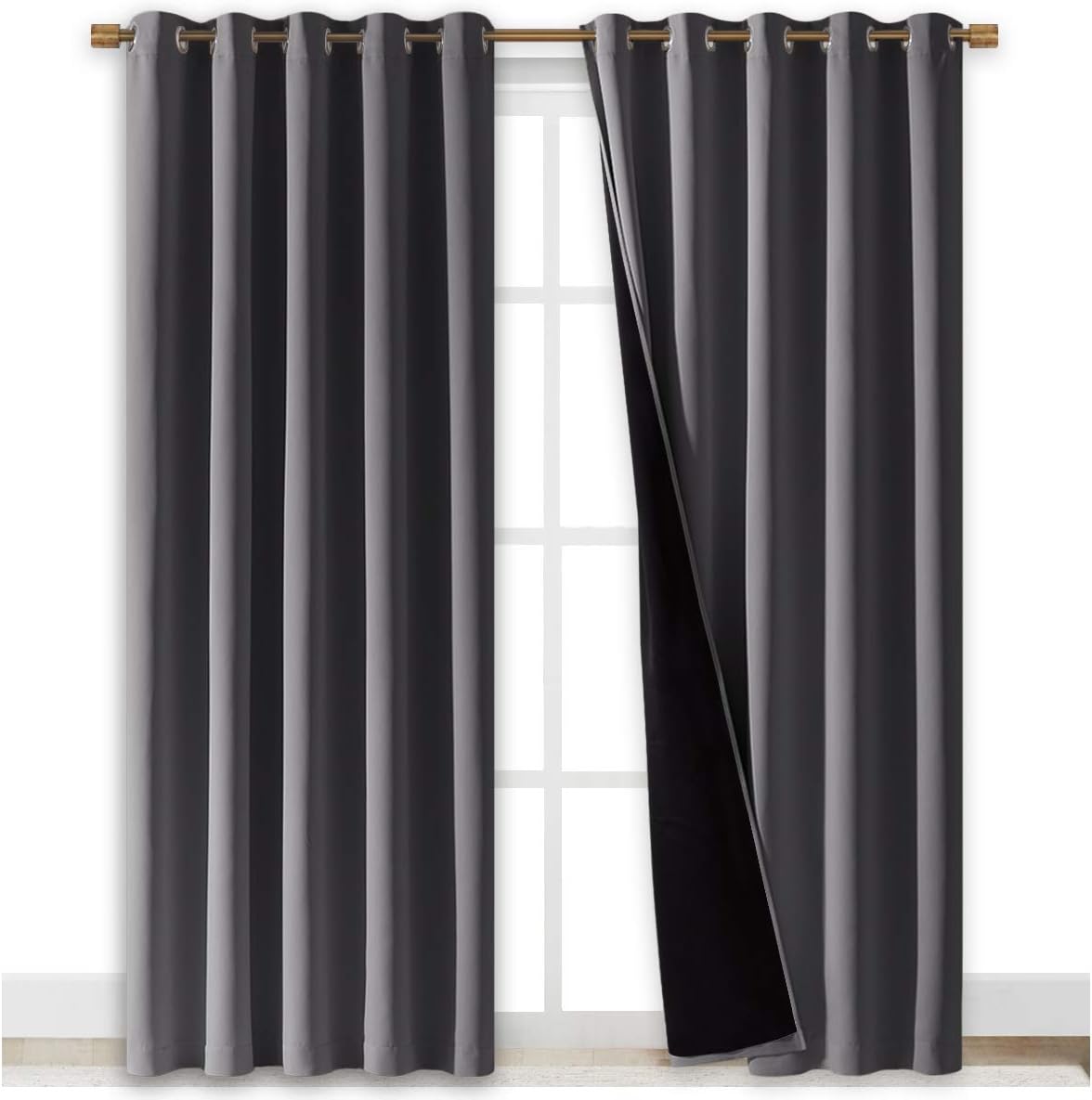 NICETOWN Grey Full Shade Curtain Panels, Pair of Energy Smar