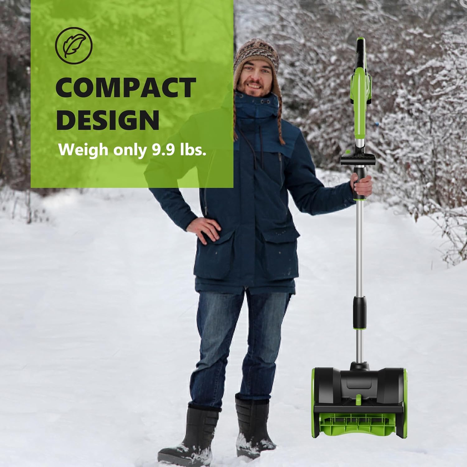 V Inch Cordless Snow Shovel, Battery Powered Snow Blo