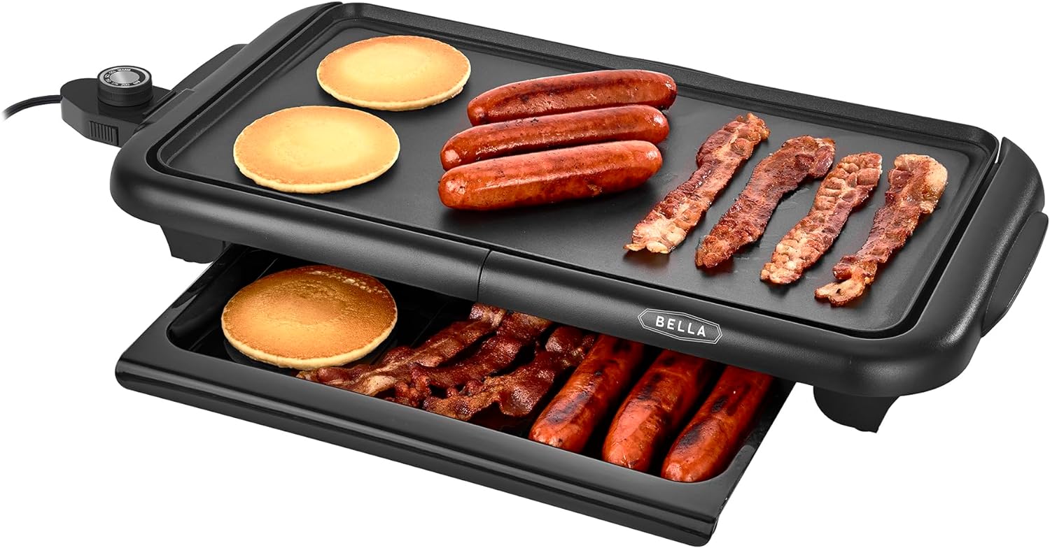 bella Electric Griddle with Warming Tray Smokeless Indoor