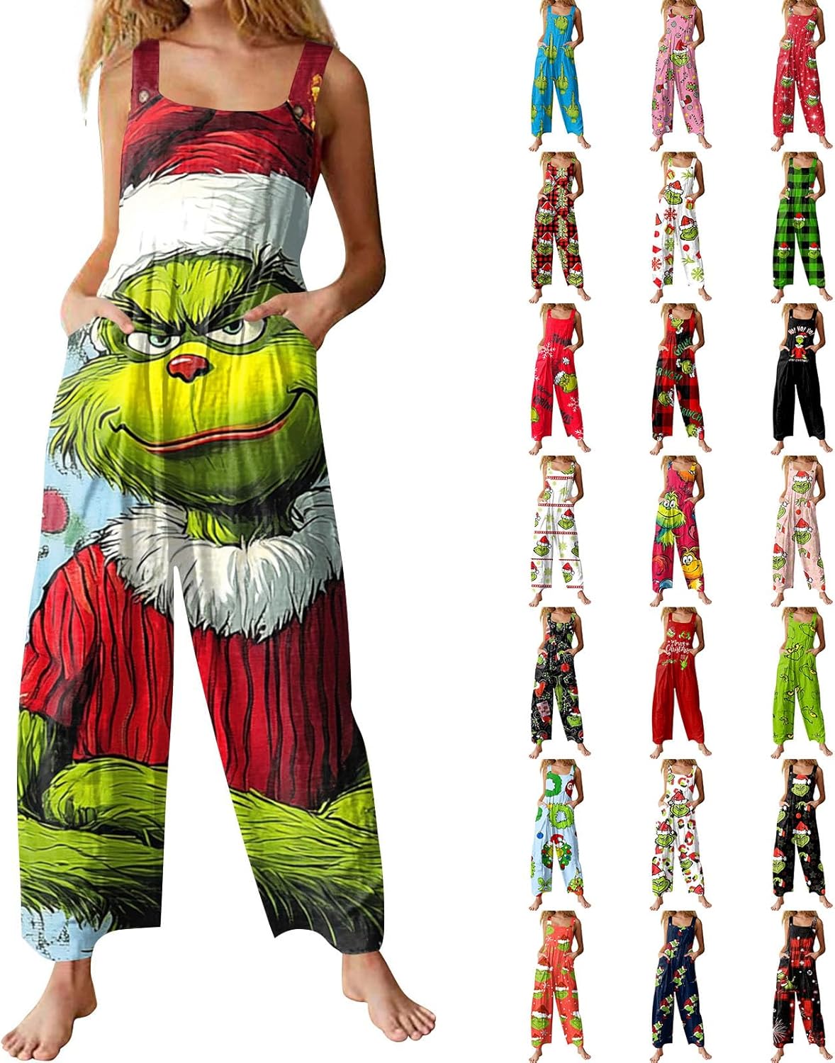 Christmas One Piece Jumpsuits For Women Xmas Print Overalls