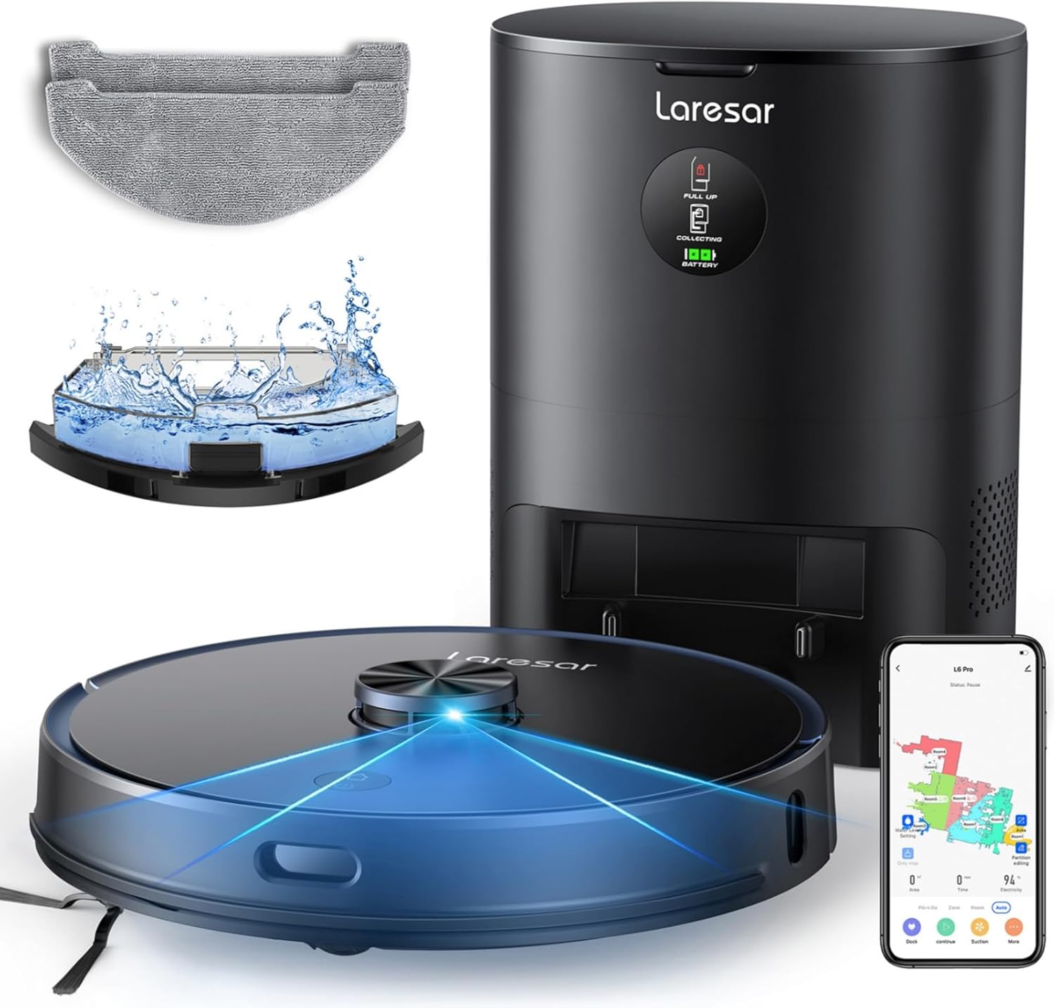 Laresar Robot Vacuum and Mop Combo, in Robotic