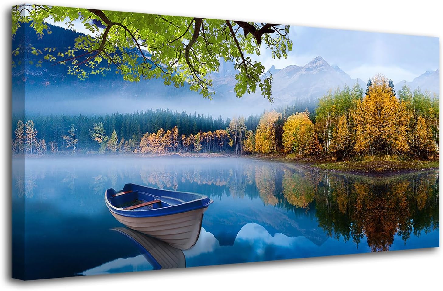 Arjun Lake Canvas Wall Art Blue Mountain Sky Nature Landscap