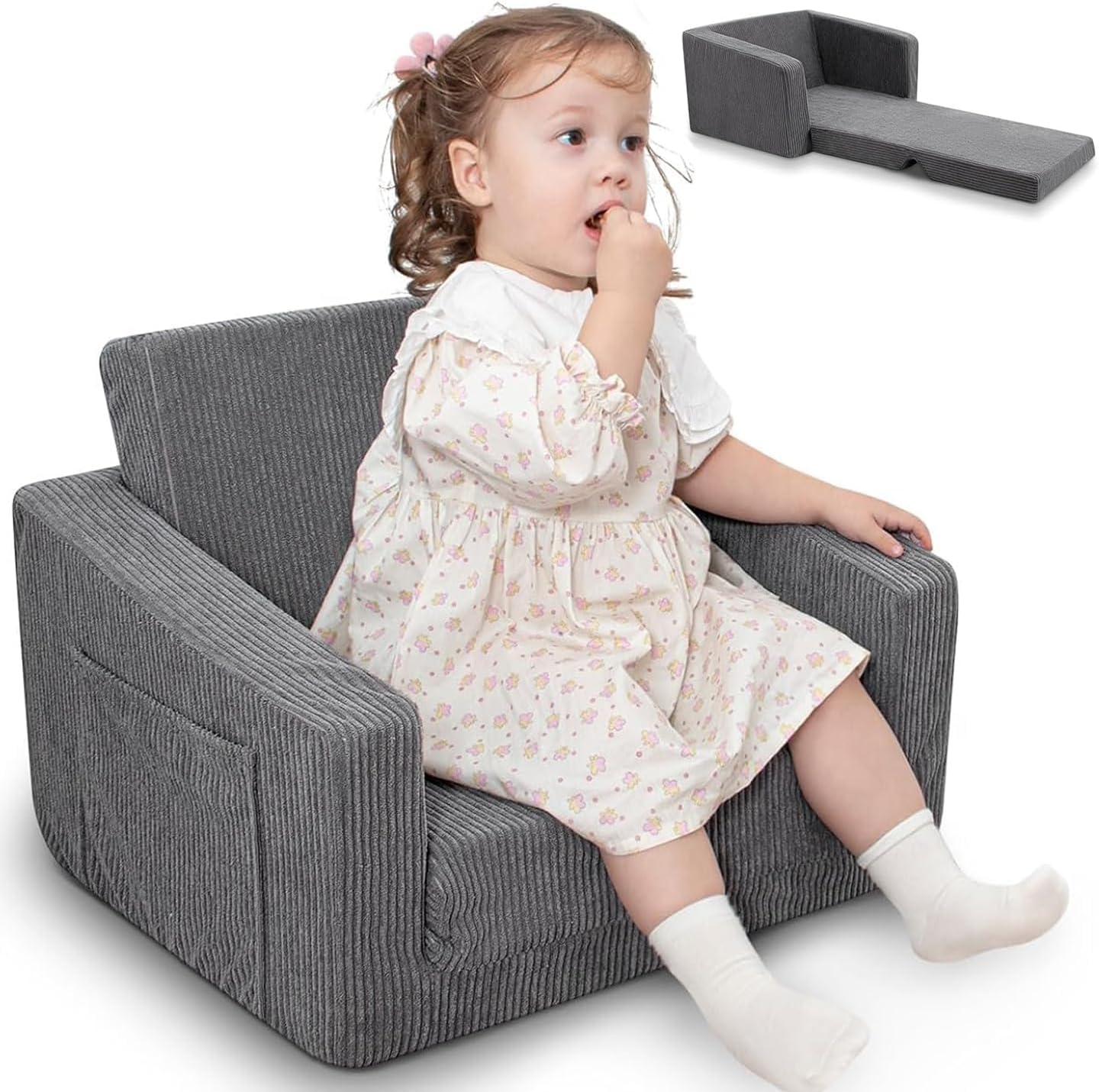 Thick Toddler & Kids Couch,Toddler Chairs Comfy, Soft Grey K