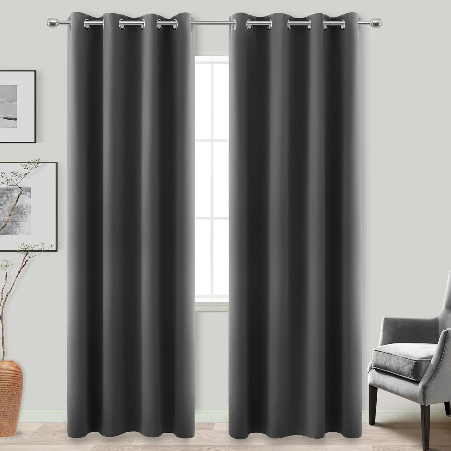 Grey Blackout Curtains for Bedroom Inch Length Panel