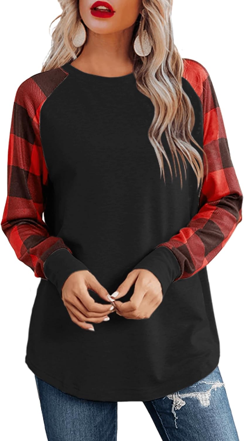 Aifer Womens Long Sleeve Shirts Crew Neck Casual Shirts