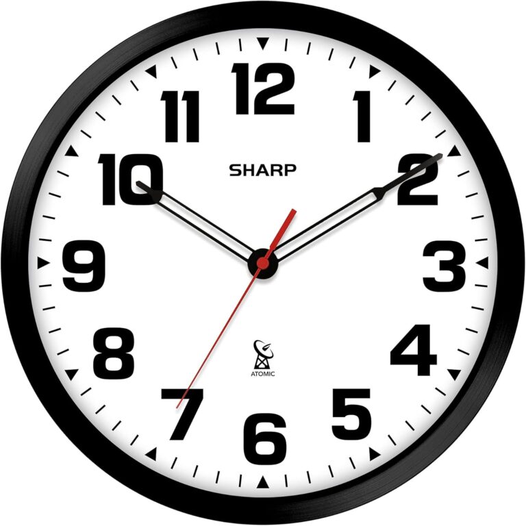 Sharp Atomic Analog Wall Clock " Black Stylish Frame