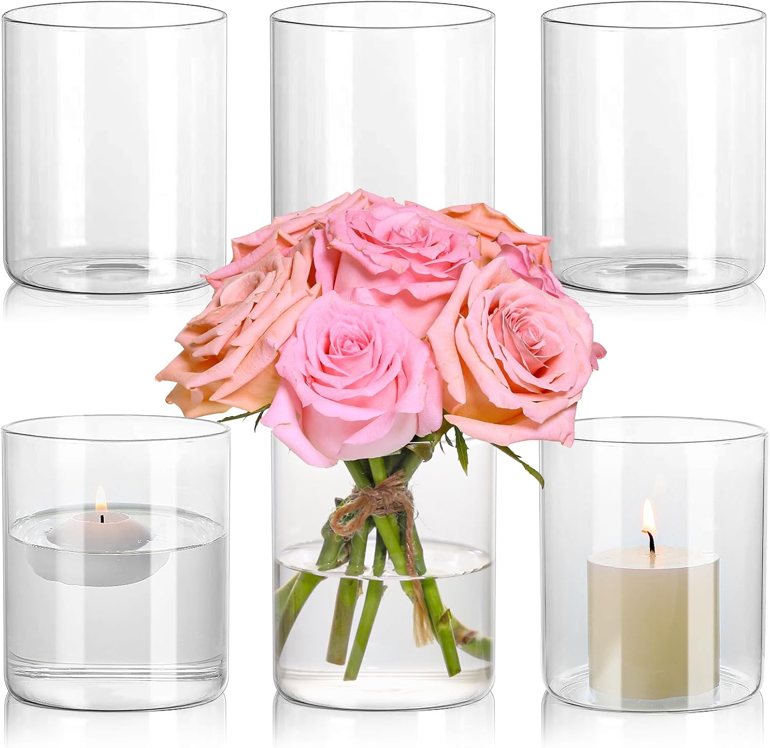 Glass Cylinder Vase Set of for Centerpieces Clear Glass