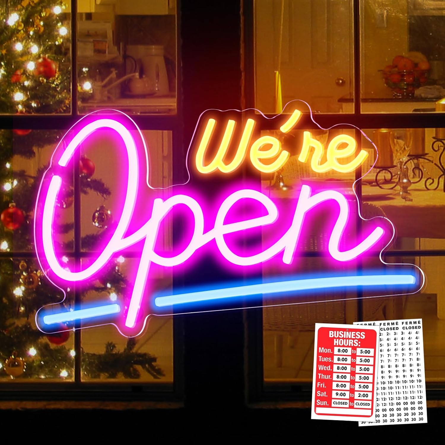 Neon Open Signs for Business,We Are OPEN Bright Neon Light