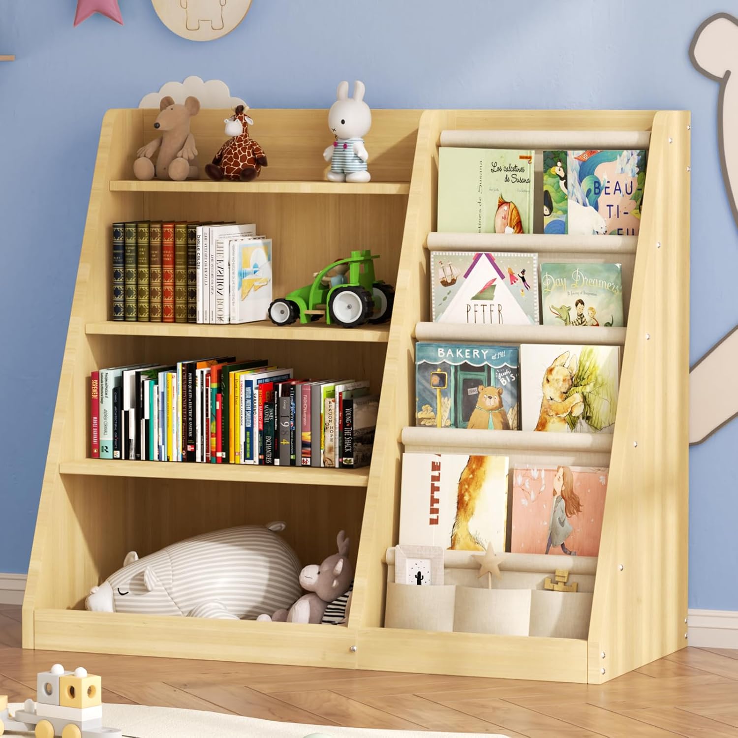 Kids Bookshelf and Toy Storage Organizer, Tier Wooden Kids