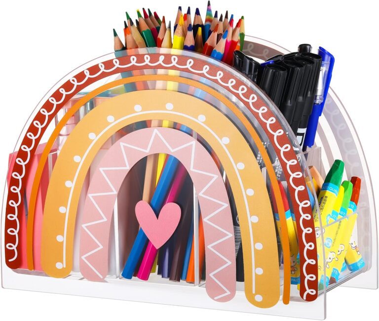 Ctosree Acrylic Boho Rainbow Pencil Holder for Desk Organize