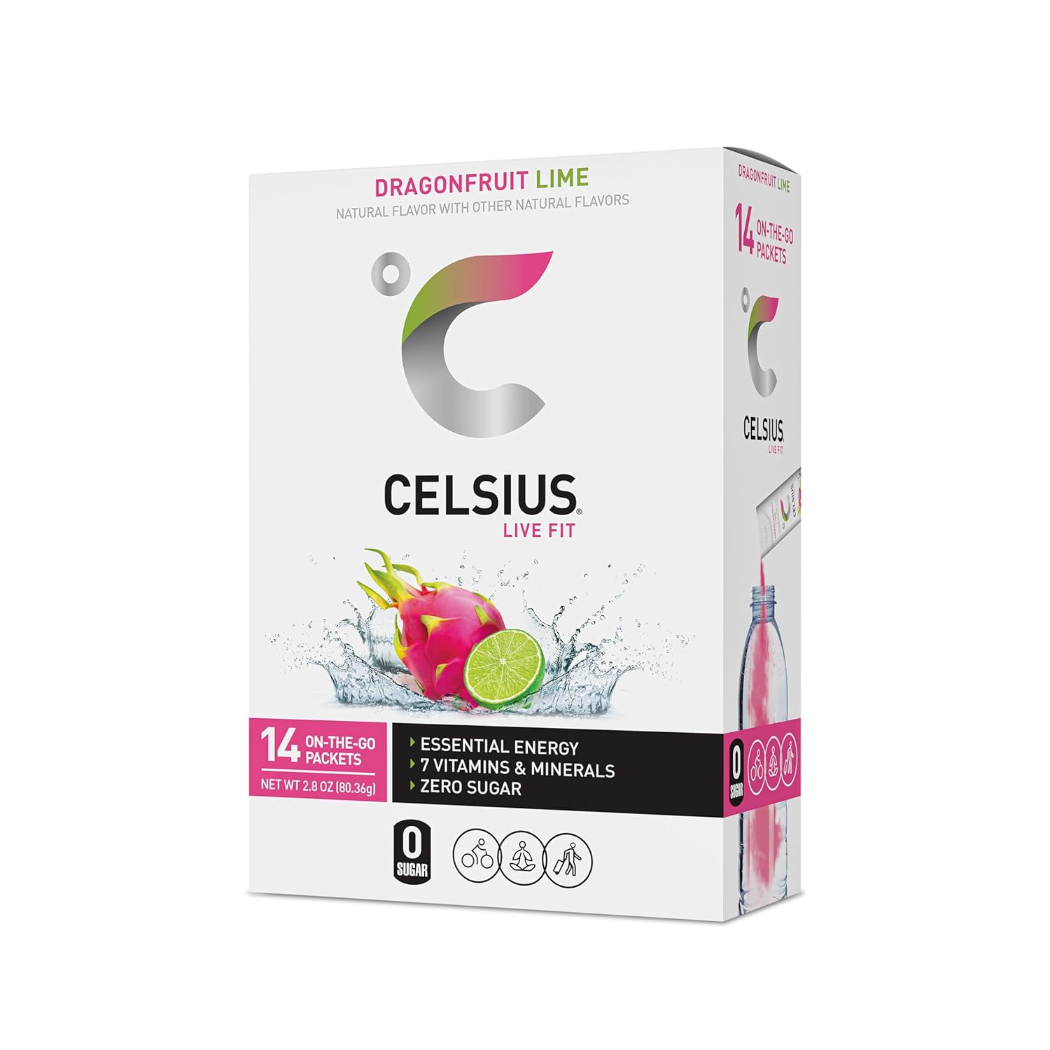 CELSIUS® On the Go Powder Sticks Dragonfruit Lime, Essential