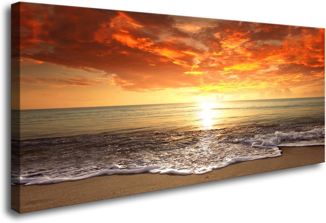 Baisuart S Canvas Prints Wall Art Sunset Ocean Beach Pic