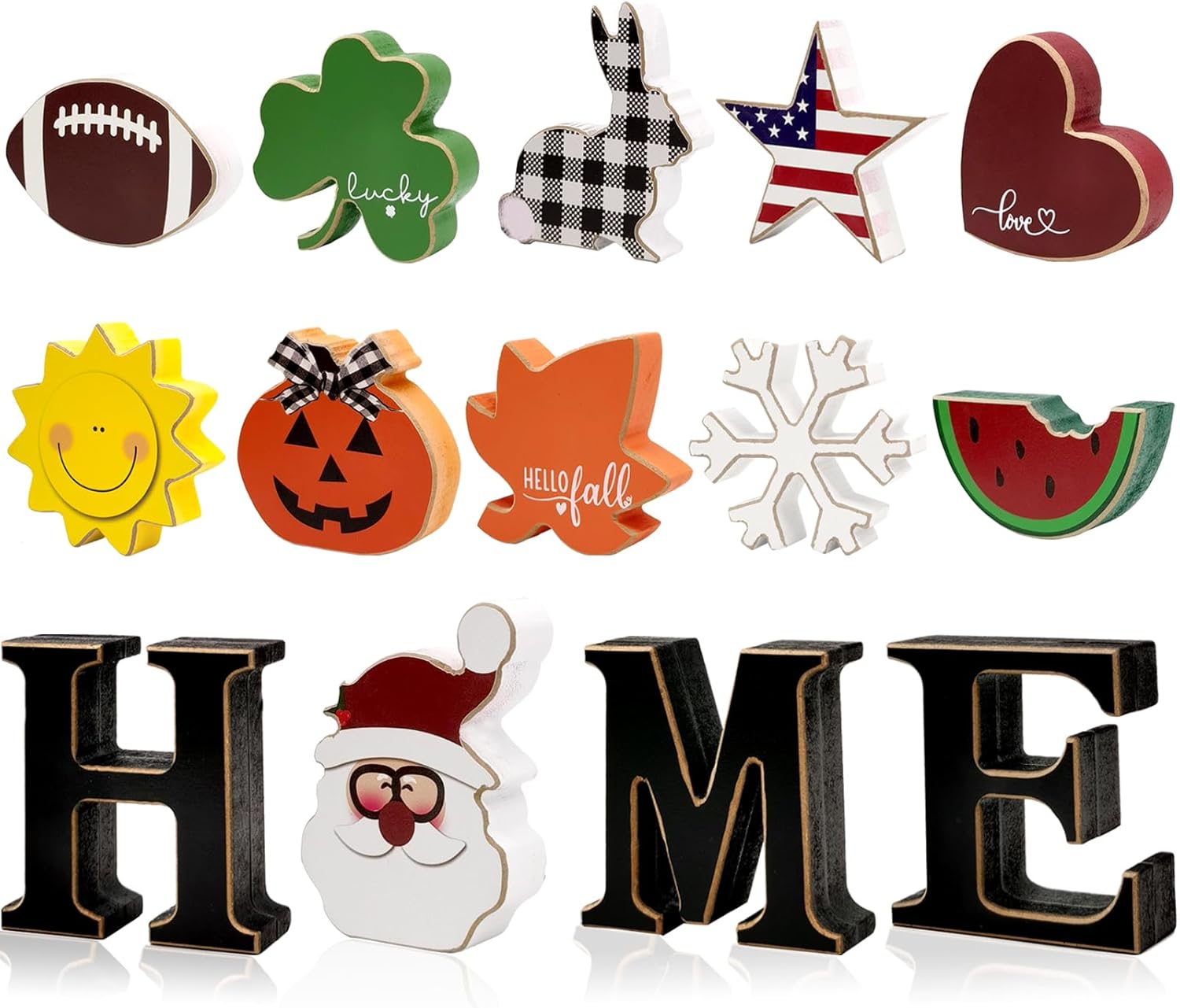 Interchangeable Home Table Signs with Pcs Seasonal Icons,