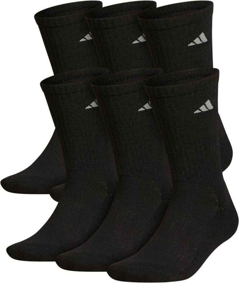 adidas Men's Athletic Cushioned Crew Socks with Arch Compres