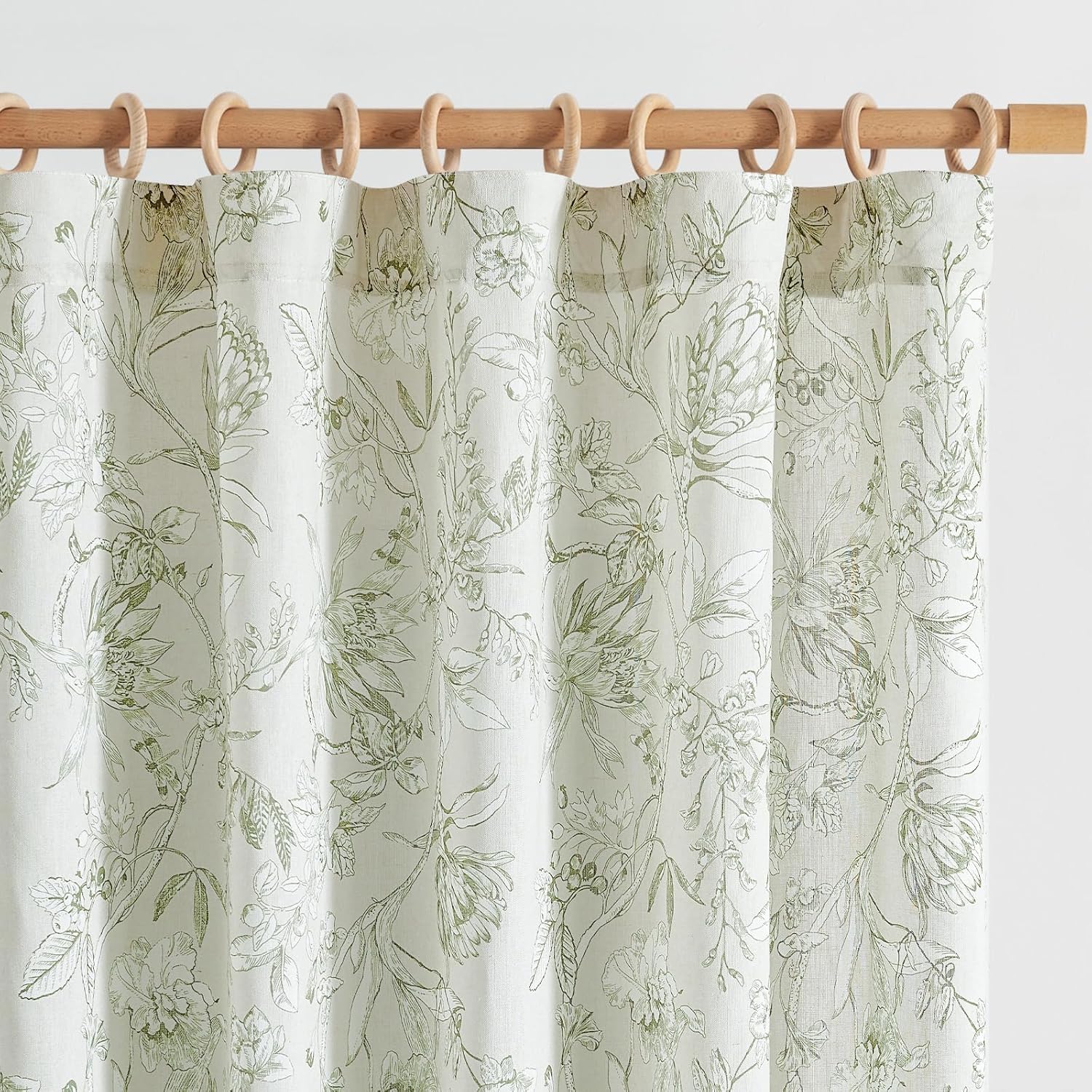 jinchan Floral Curtains Inches Long Sage Green Flower Lin