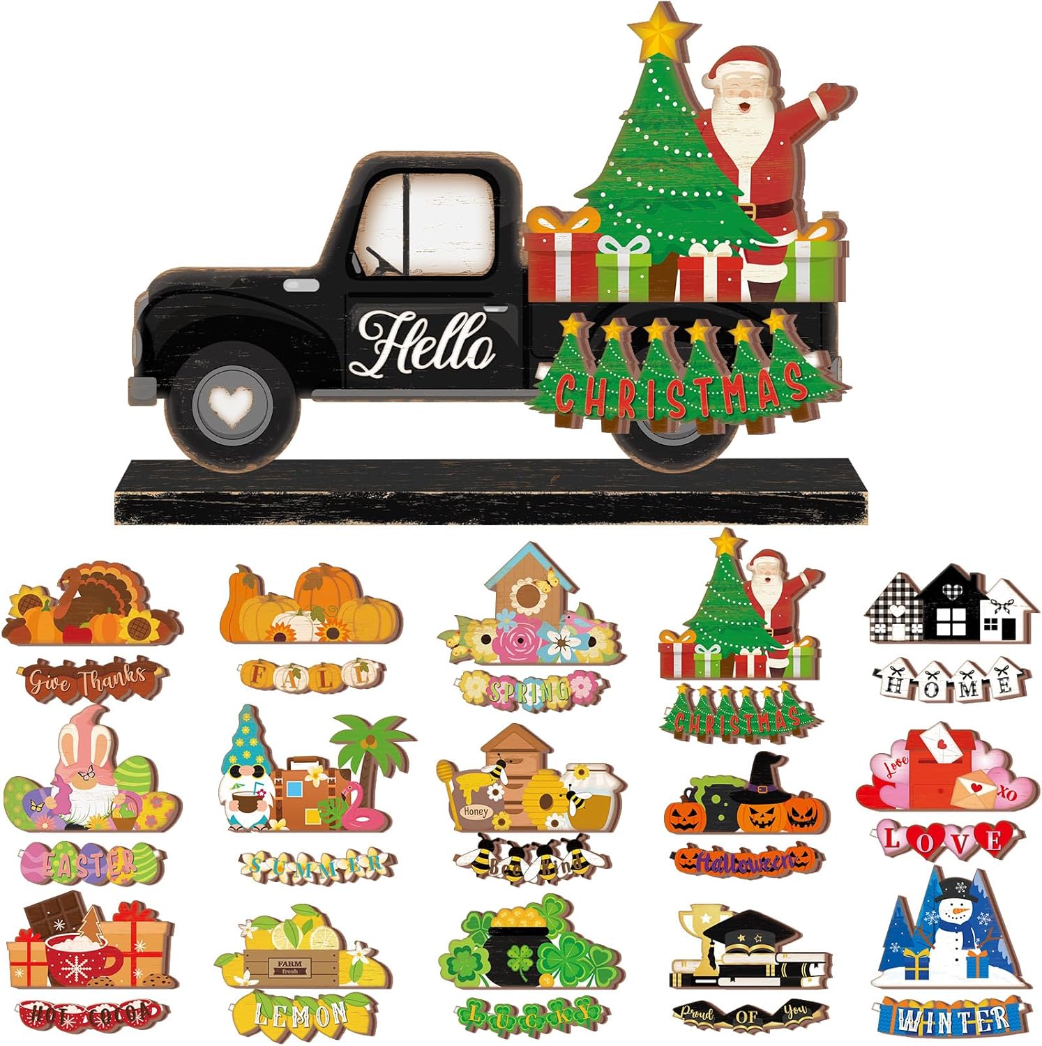 Pcs Small Christmas Truck Interchangeable Sign Seasonal H