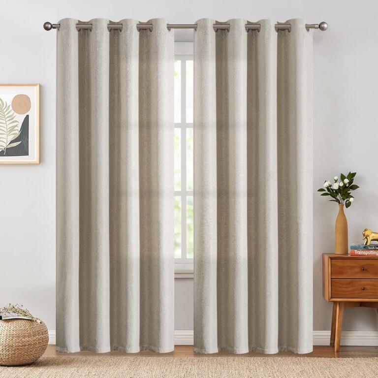 jinchan % Blackout Linen Textured Curtain for Living Room