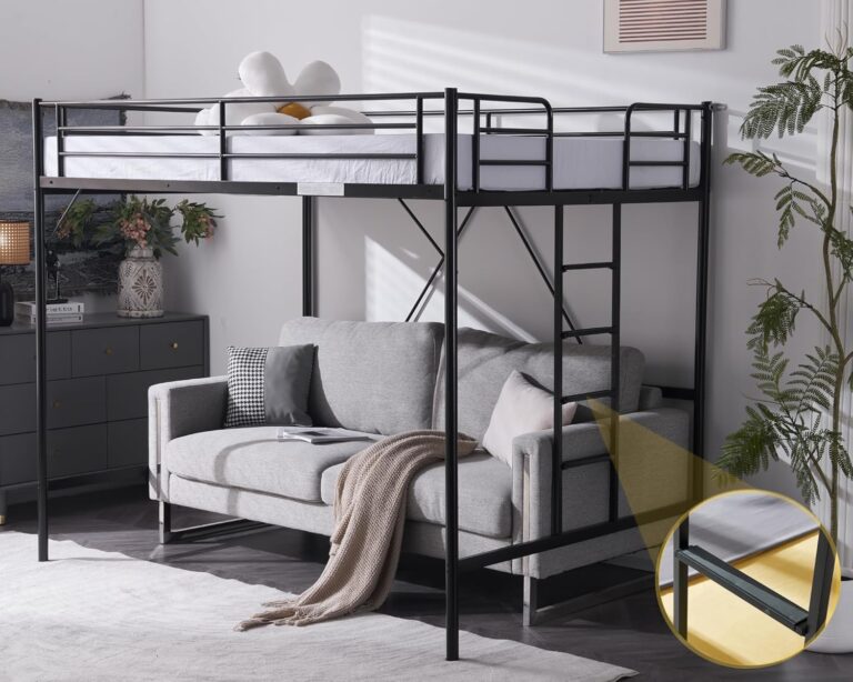 VINGLI Loft Bed Full Size with Flat Rungs for Adults,