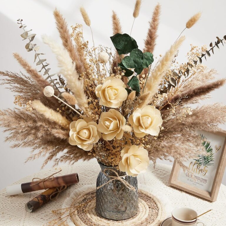 Serwalin Dried Flowers with Vase Included, Dining Table Cent