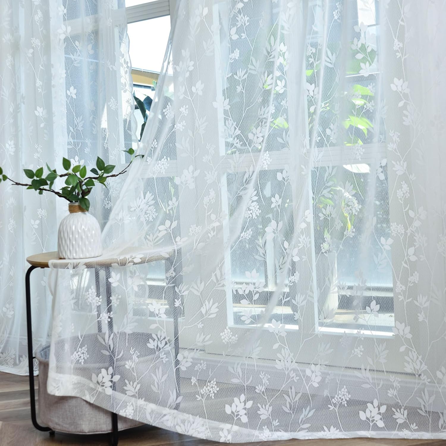 FINECITY Ivory Lace Curtains Inches Long Panels, Retro