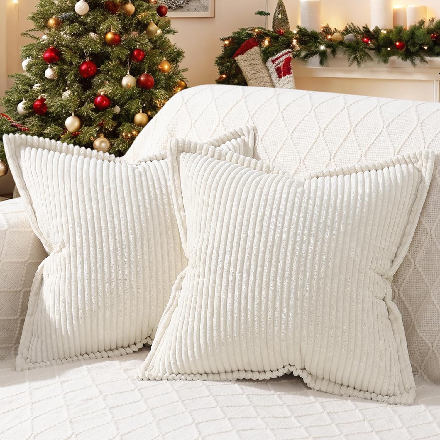 Mecatny Corduroy Christmas Pillow Covers x Inch Set of