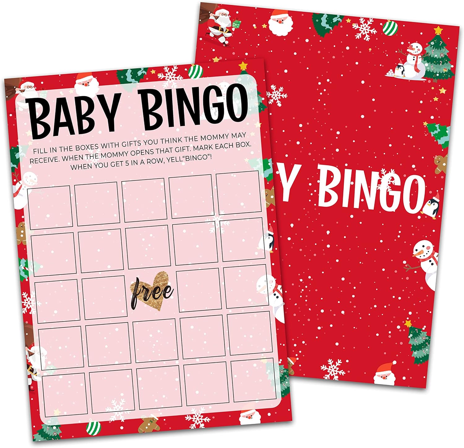 Baby Shower Game Cards, Baby Bingo Game, Christmas Party Car