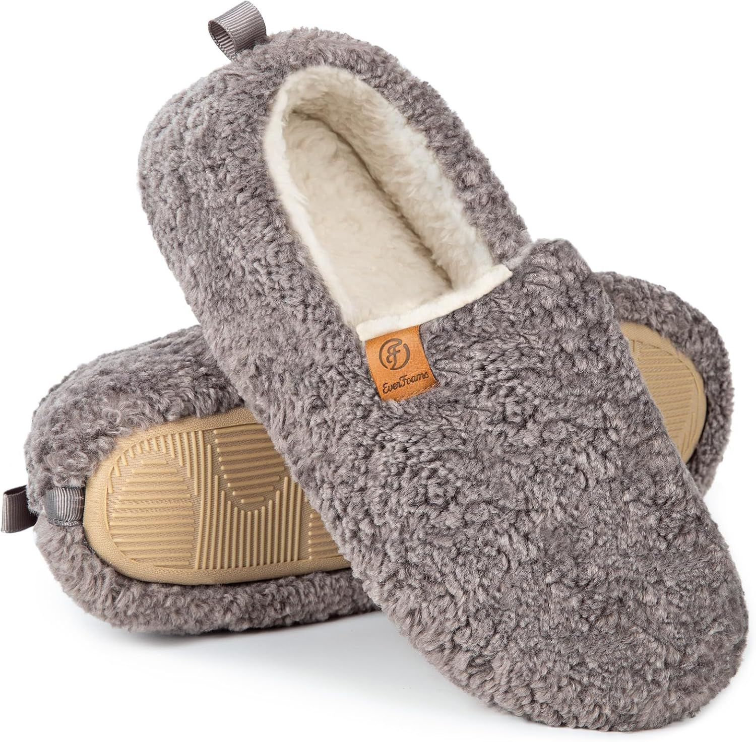 EverFoams Women’s Soft Curly Full Slippers Memory Foam Light