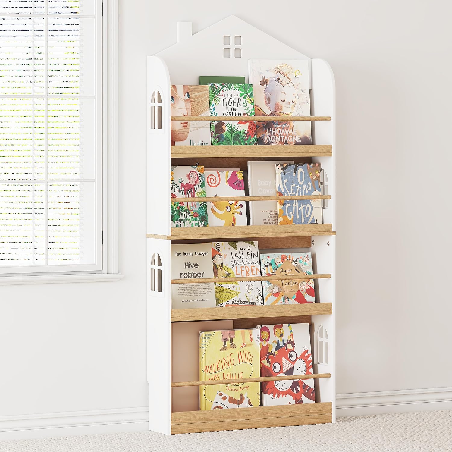 UTEX Kids Bookshelf Wall Mounted, Tier Book Shelf Organize