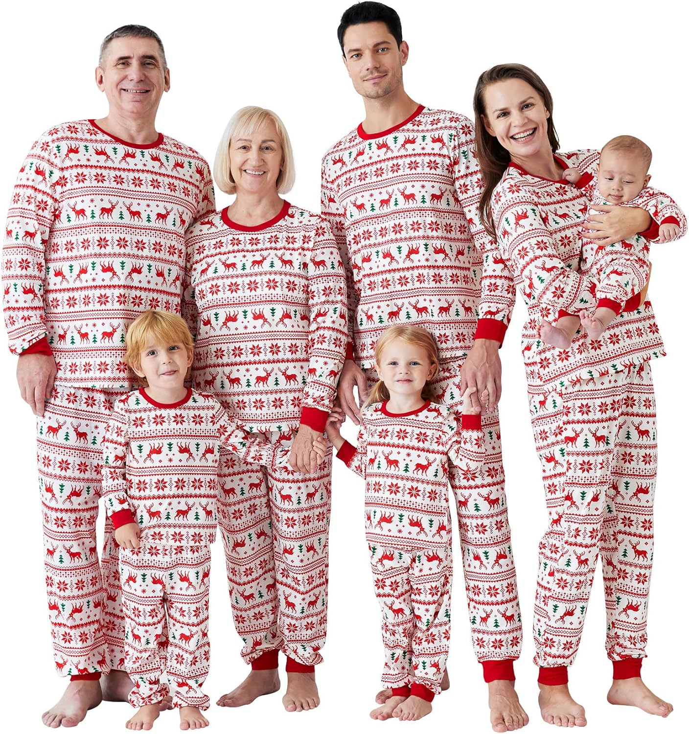 PATPAT Family Christmas Pjs Matching Sets Reindeer and Snowf