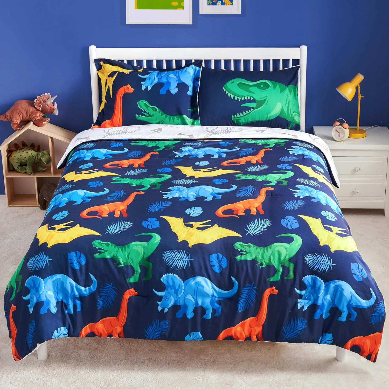 Joiedomi Kid Twin Comforter Set Piece Dinosaur Bedding