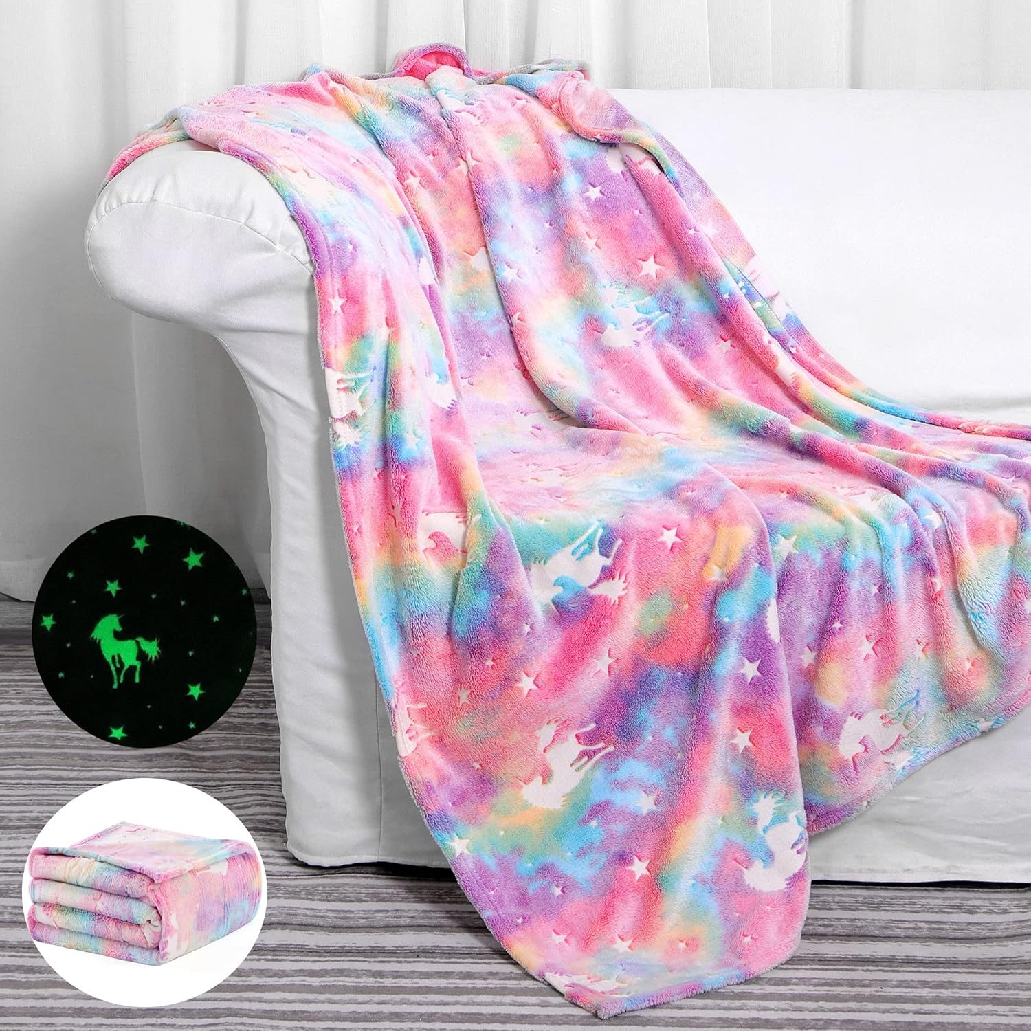 Glow in The Dark Blanket Unicorns Gifts for Girls,Toys for