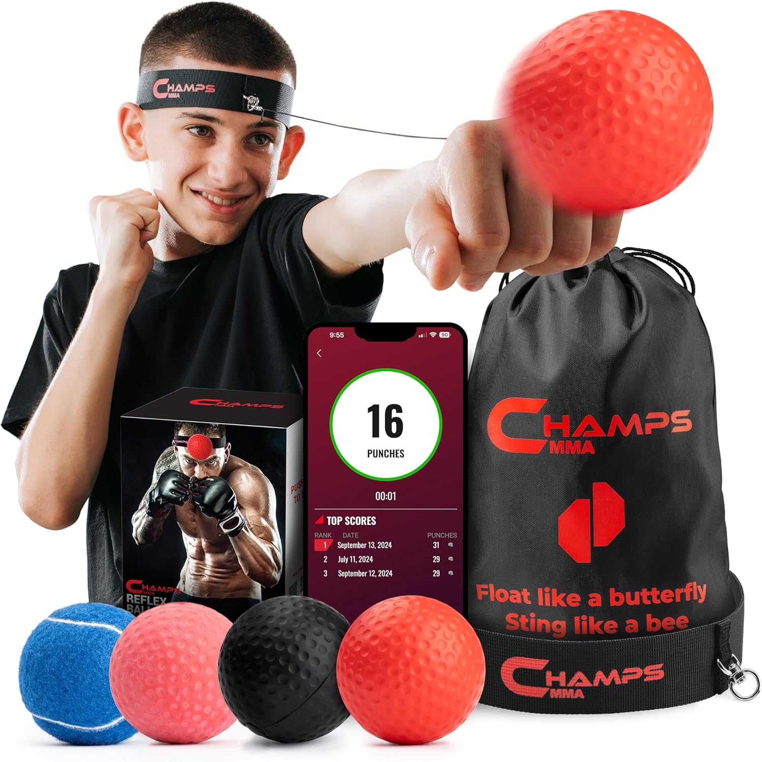 Boxing Reflex Ball Set with Punch Counter App– Boxing