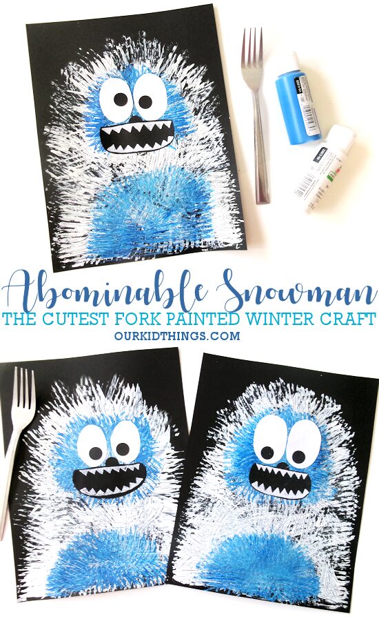 Abominable Snowman Fork Painted Craft