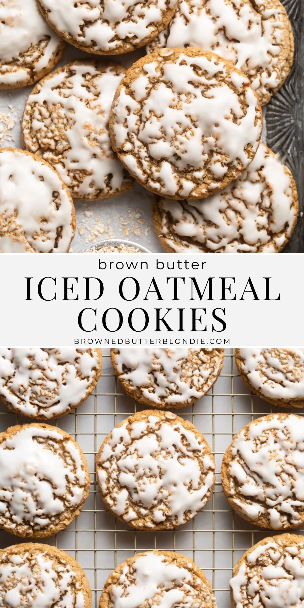 Brown Butter Iced Oatmeal Cookies - Browned Butter Blondie