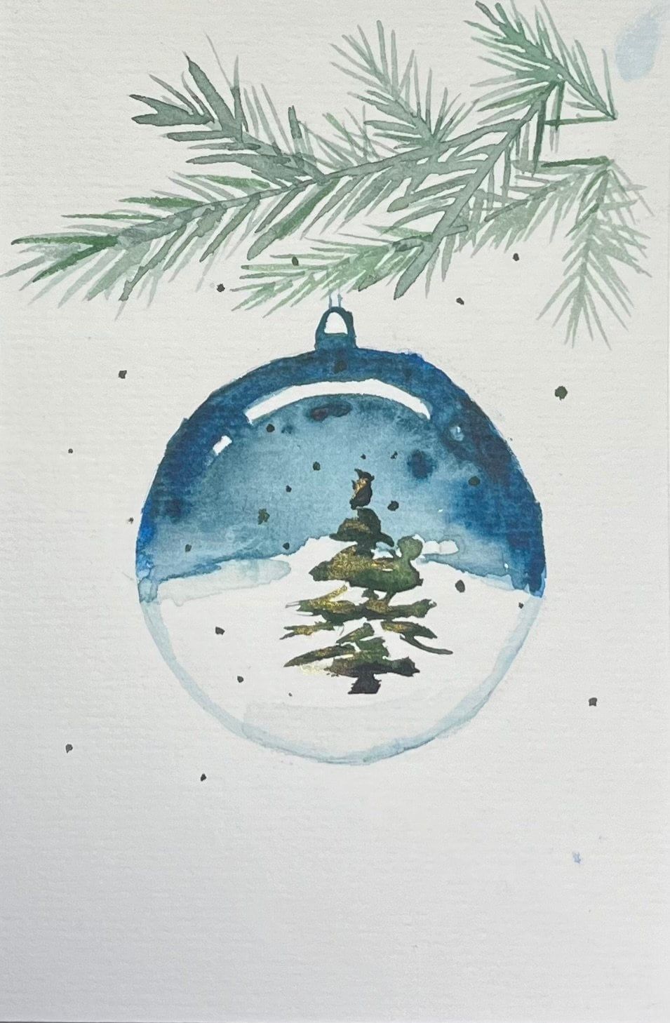 Christmas Theme Card Watercolor Art